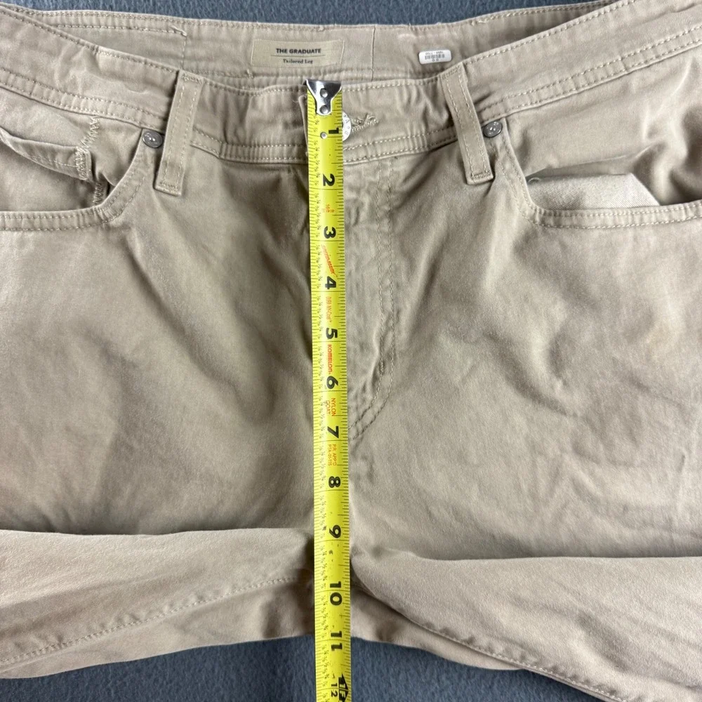 AG Adriano Goldschmied Graduate Pants Men's 34x32 Beige Tailored Leg Chino Flat